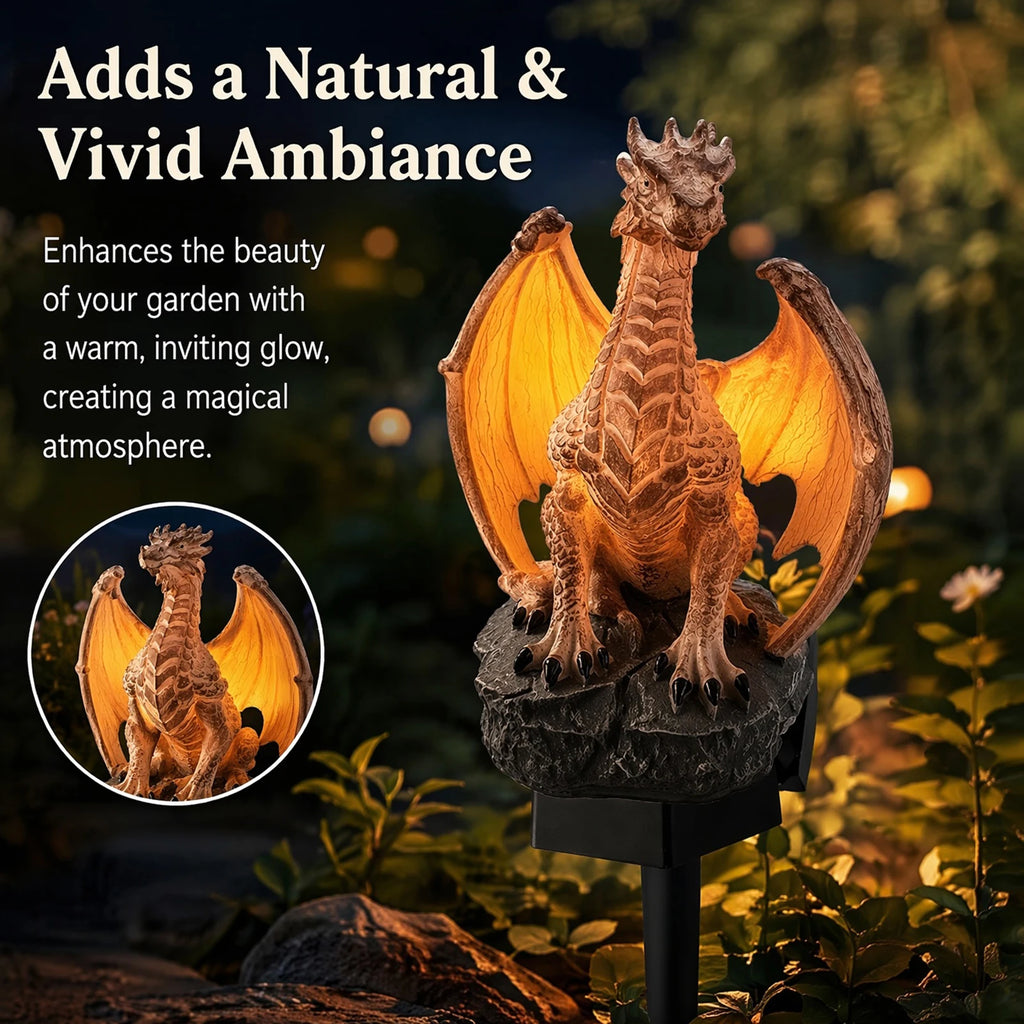 Solar Dragon Light, Halloween Dragon Solar Garden Light Stake, Dragon Legacy Golden Ember Edition, Dragon Garden Statue Lamp