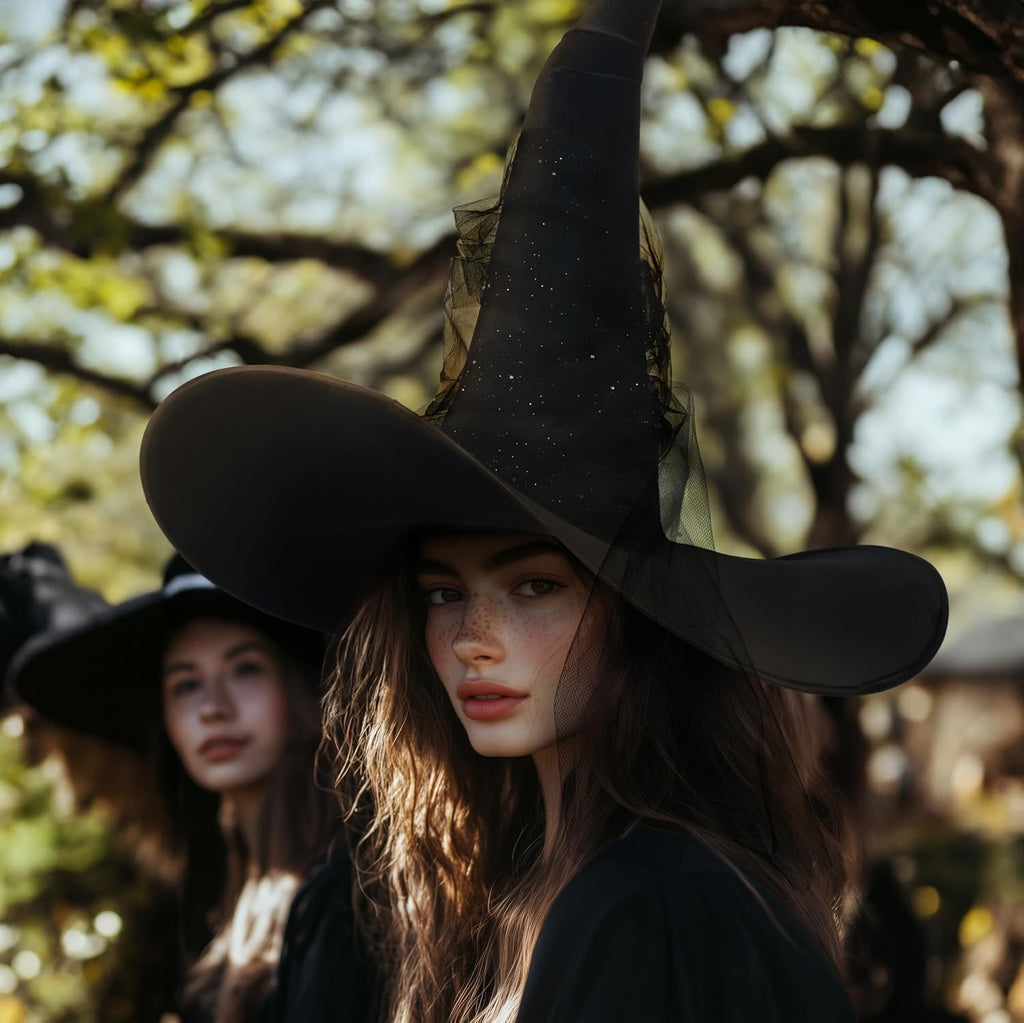 DIY Women'S Black Witch Hat – Wide Brim Gothic Halloween Costume Accessory for Masquerade Cosplay Party