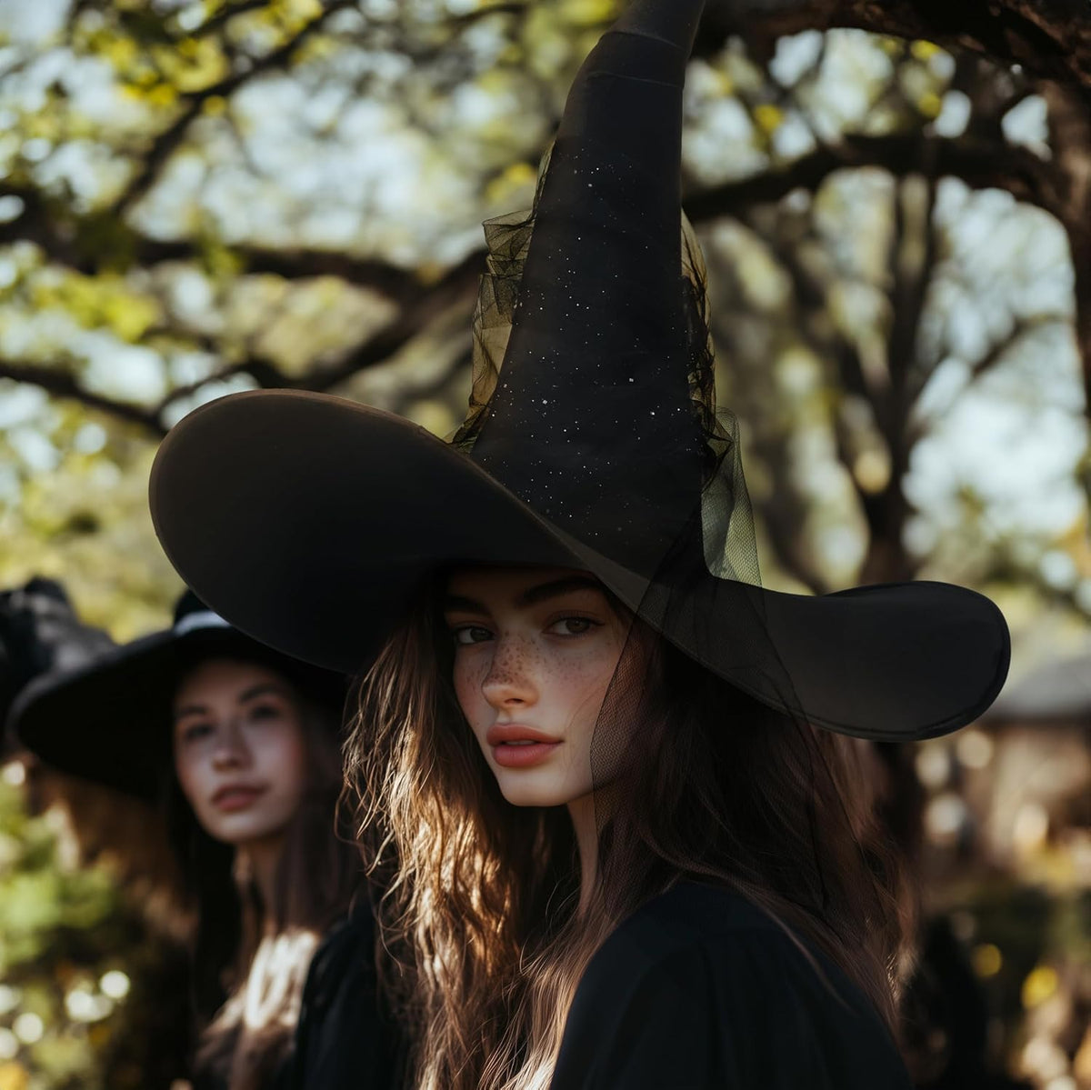 DIY Women'S Black Witch Hat – Wide Brim Gothic Halloween Costume Accessory for Masquerade Cosplay Party