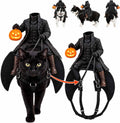 Headless Horseman Cat Costume – Spooky 3D Horse Riding Illusion, Realistic Dark Rider Cosplay Outfit with Magic Tape, Perfect Halloween Party Pet Outfit for Photos, for Small Dog Puppy Kitty Kitten