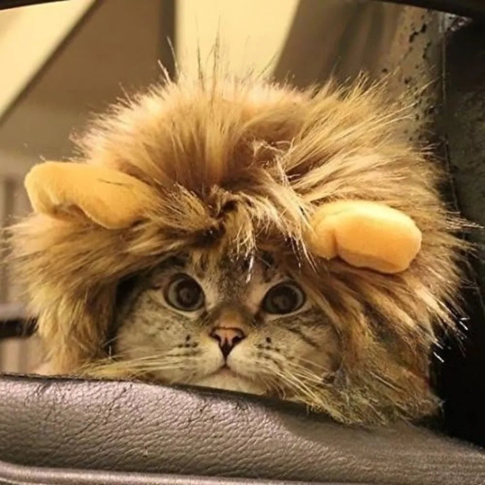 Lion Mane Wig for Dog Cat Costume Pet Washable Comfortable Fancy Lion Hair Cat Clothes Dress for Halloween Easter Festival Party