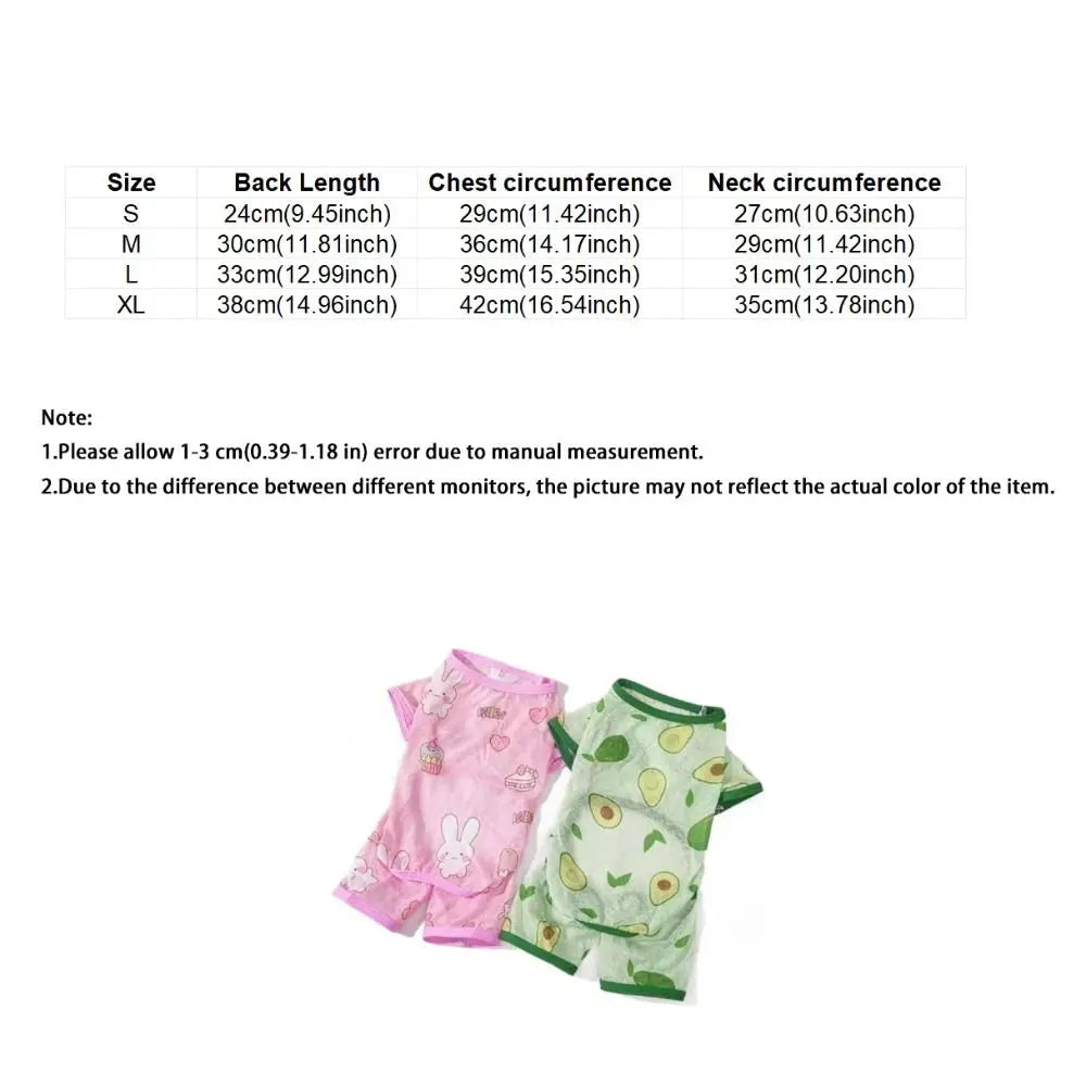 Cartoon Print Cat Cooling Jumpsuit Ultra-Thin Breathable Mesh Dog Sunscreen Clothes Sun Protection Summer Cat Clothes