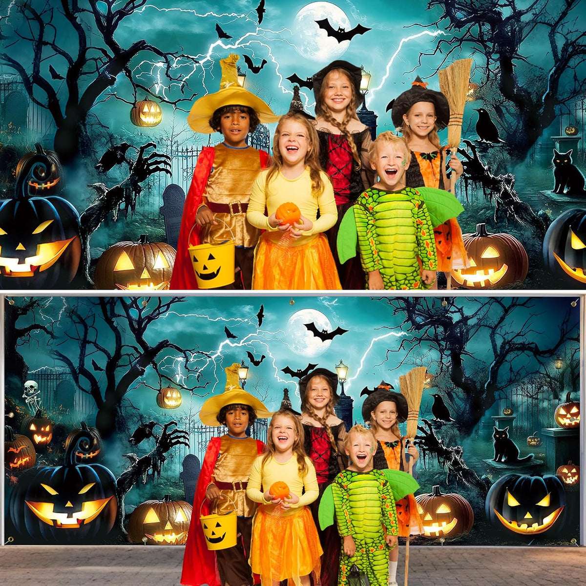 7X16 Ft Halloween Garage Door Cover Decorations Banner (Castles)