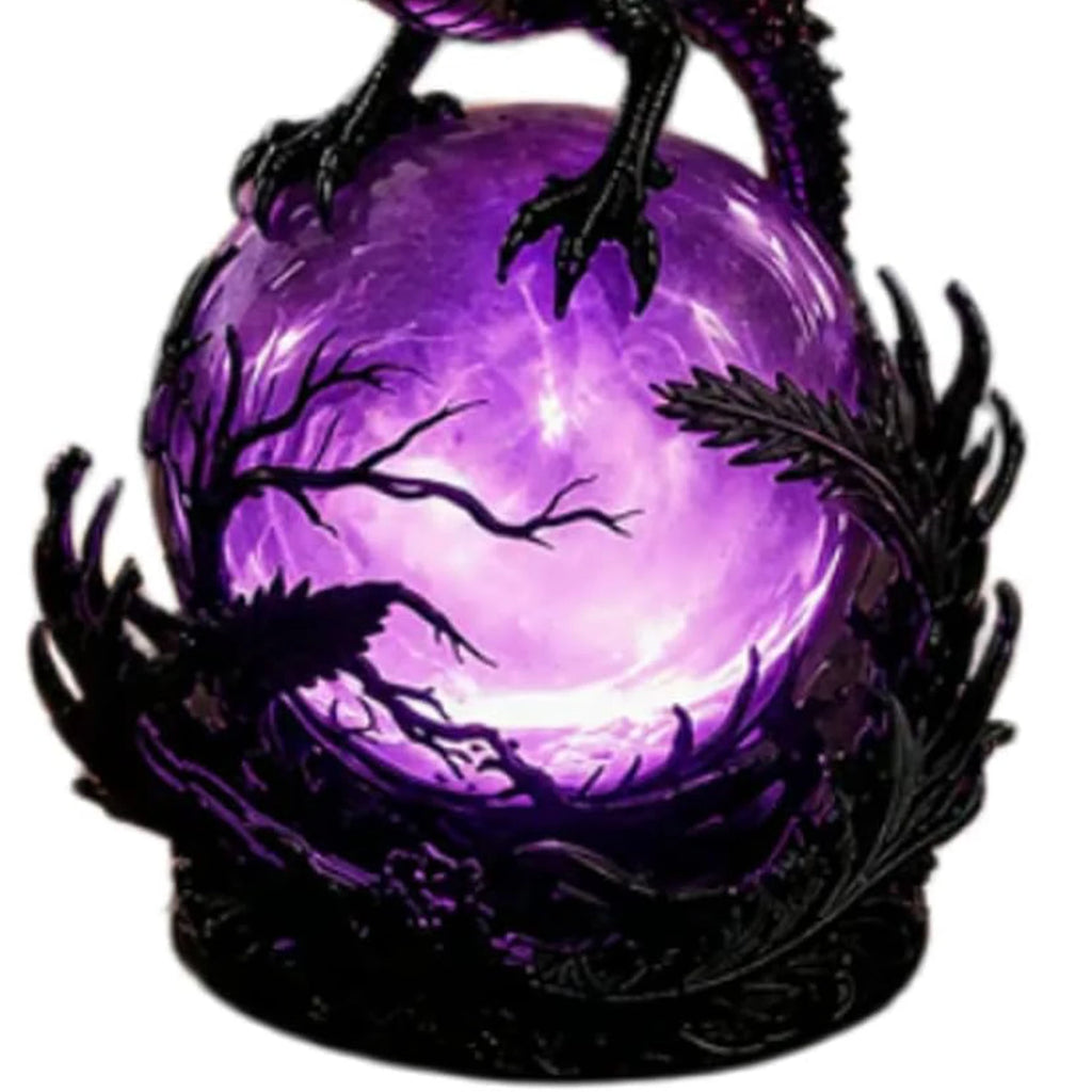 Gothic Dragon LED Crystal Ball Lamp Multifunctional Fantasy Resin Dragon Night Light Witchy Table Lamp for Indoor Bedroom Decor