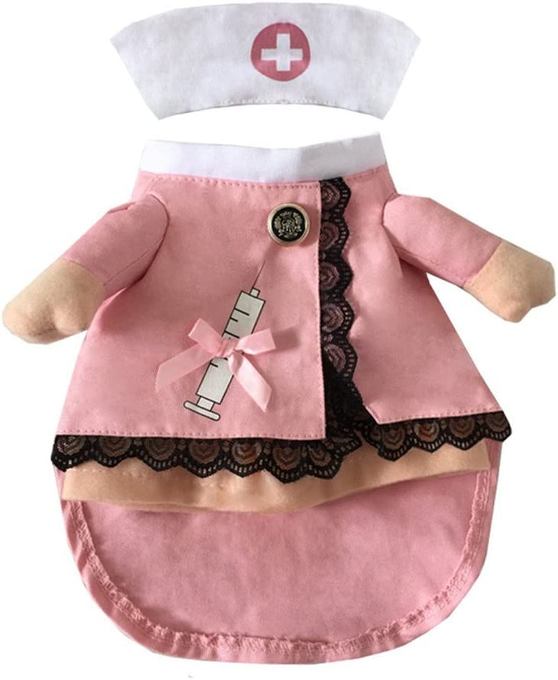 Dog Cat Nurse Costume Pet Nurse Clothing Halloween Jeans Outfit Apparel (S)