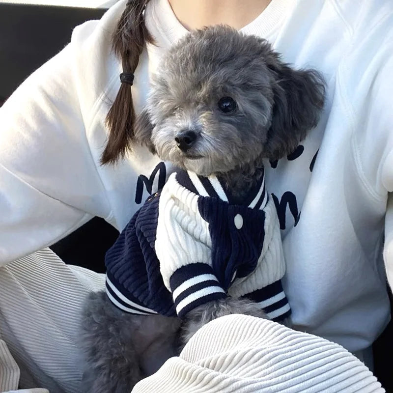 Cute Embroidered Pet Baseball Jackets Dog Clothes for Small Medium Cat Teddy Coat Puppy Spring Clothes Warm Fashion Pet Outfit