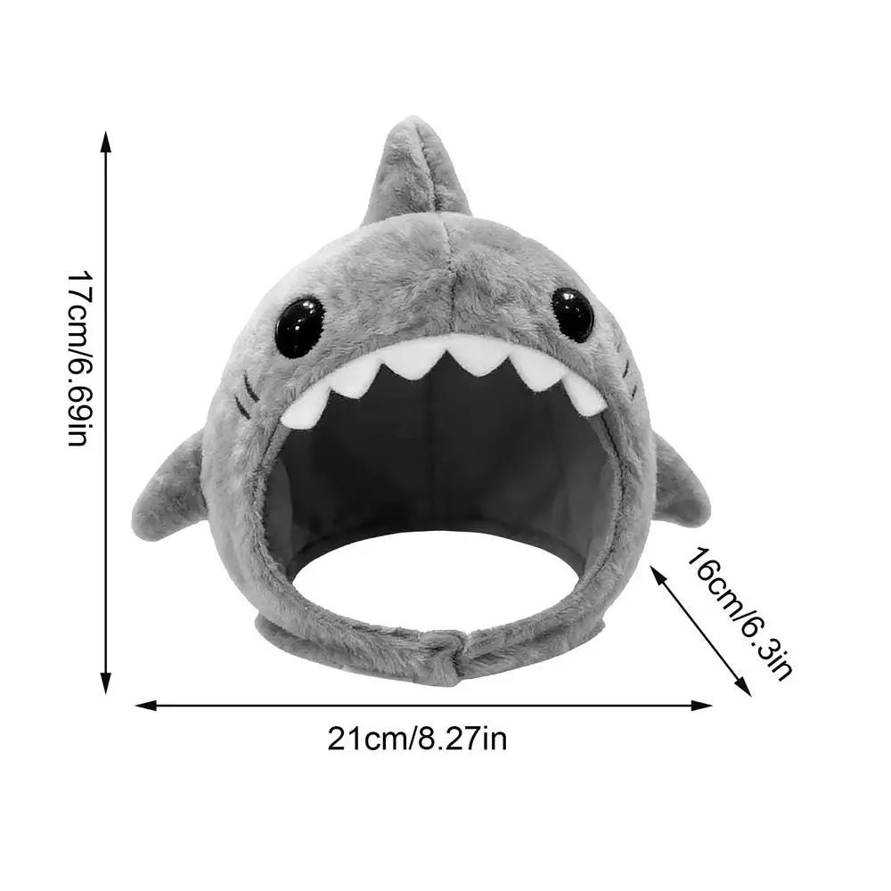 Shark Plush Pet Hat Costume Cute Animal Headwear for Kittens Dogs Adjustable Festival Party Cosplay Dress up Accessories