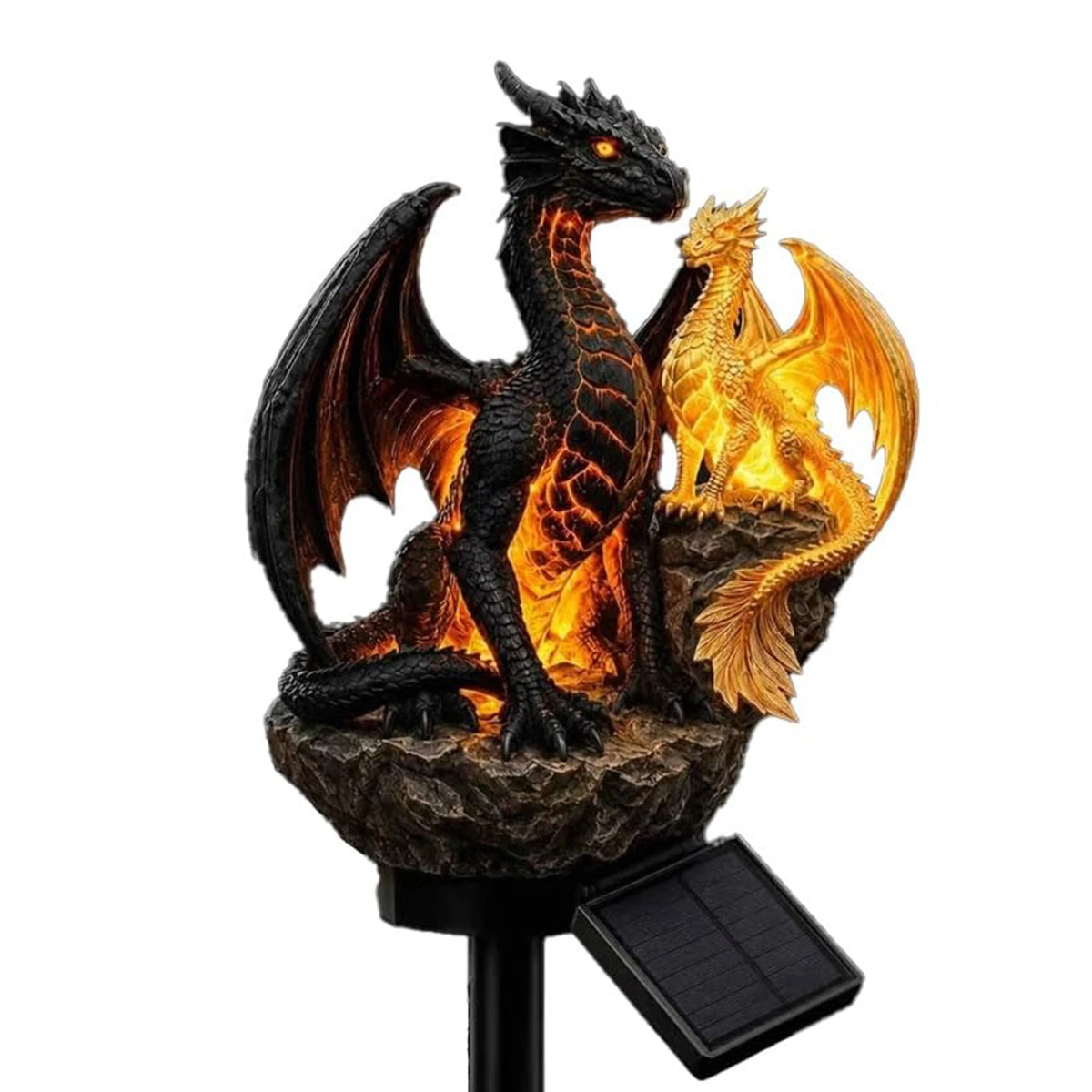 Solar Dragon Light, Halloween Dragon Solar Garden Light Stake, Dragon Legacy Golden Ember Edition, Dragon Garden Statue Lamp