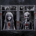 2 PCS Scary Curtain for Halloween Party Decorations Oxford Fabric Window Cover Horror Girl Boy Ghost Poster Backcloth Home Decor