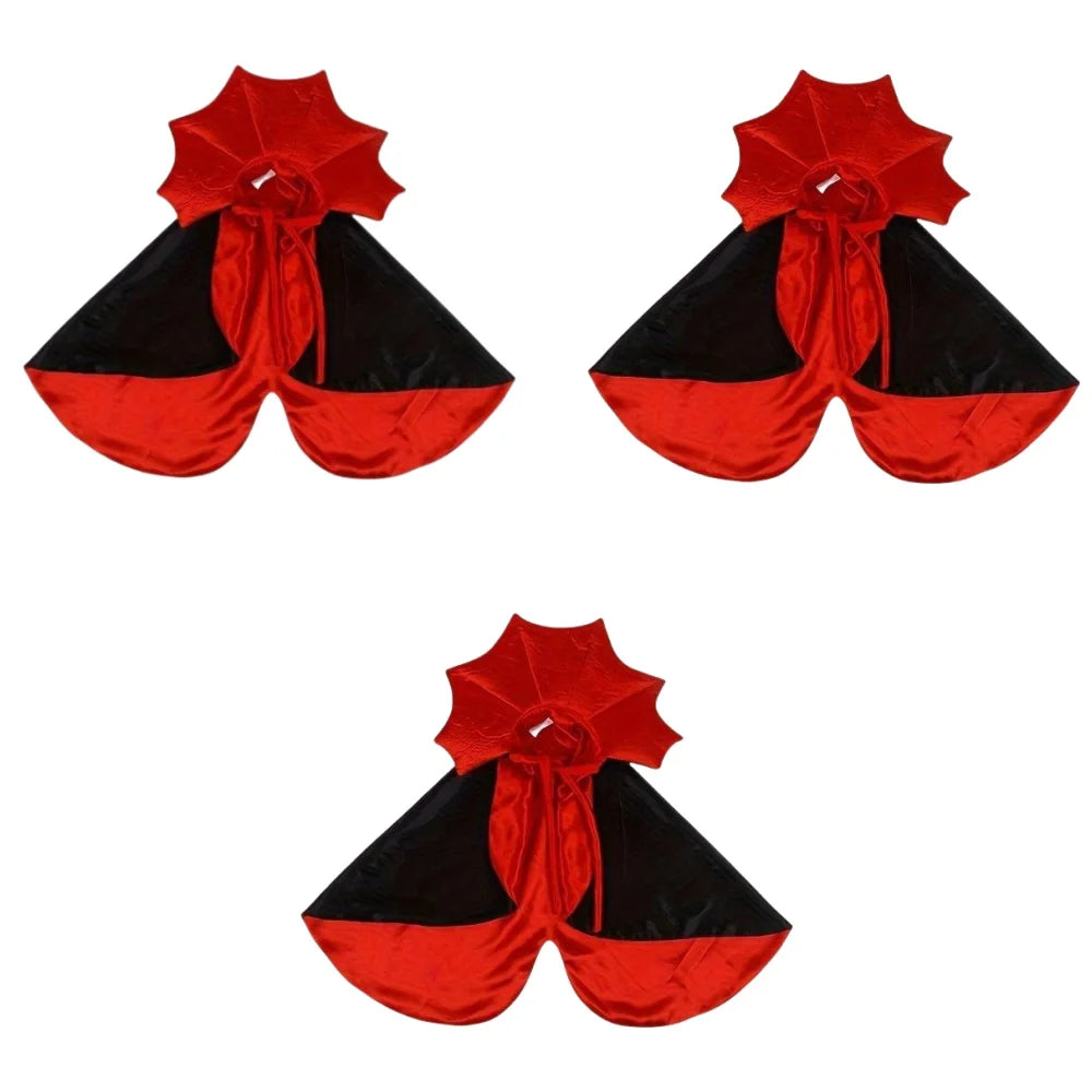 1/3Pcs Halloween Cat Costume Cape with Collar Vampire Pet Apparel All-Season Wear Festive Party Accessory for Cats & Small Dogs