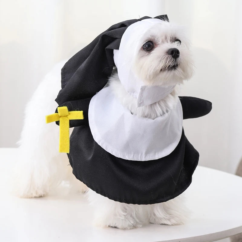 Halloween Dog Costume Pet Clothing Breathable Nun Cloak Cosplay Dress Photo Props Kitten Puppy Cute Accessories Gifts