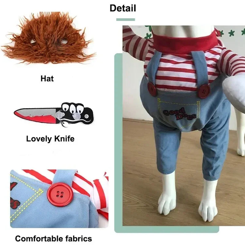 Funny Halloween Dog Costume for Small Medium Dogs Cats Adjustable Puppy Cosplay Party French Bulldog Chihuahua Pet Clothing