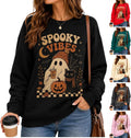 Womens Halloween Sweatshirt,Ghost Pumpkin Graphic Sweatshirt Spooky Season Sweaters Fall Crewneck Pullover for Women